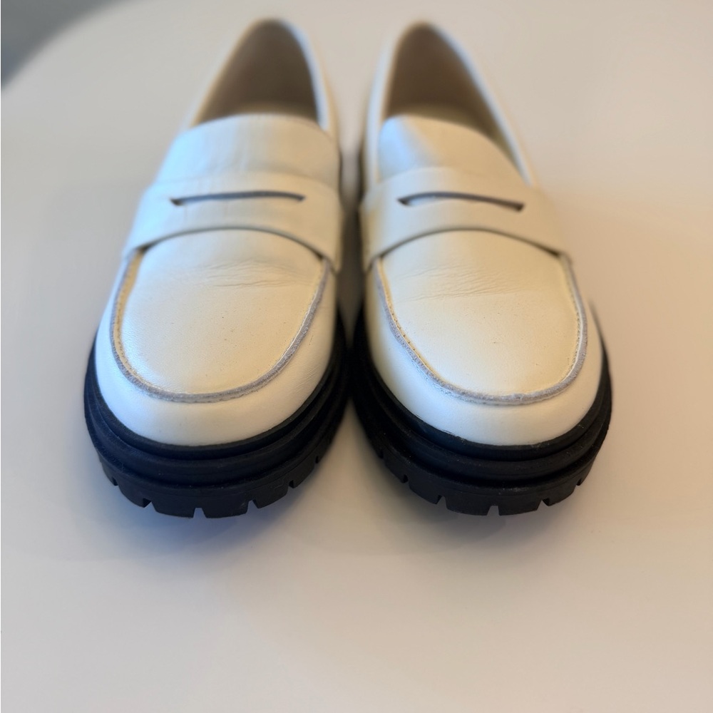 Quince Cream Leather Lug-Sole Penny Loafers